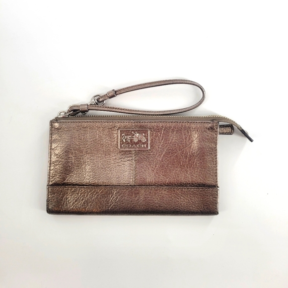 Coach Gold Metallic Wristlet - Picture 1 of 5